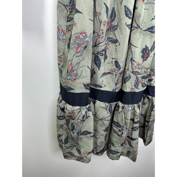 Connaitre by Taste Green Floral Leaf Print Long Sleeve Dress Women's Size‎ F OS - Picture 3 of 11